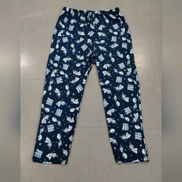 Disney Blue Olaf  Frozen Drawstring Size XL loungewear PJ bottoms Old Child - Picture 2 of 10